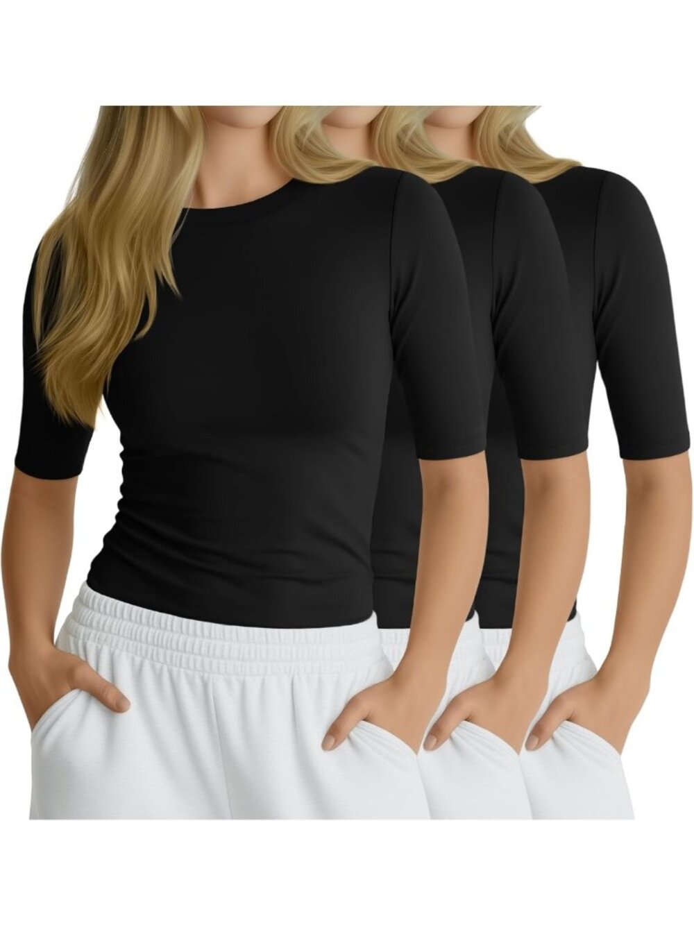 3 Pack Women's Half Sleeve Compression Tops - Activewear, Fitness, Workout